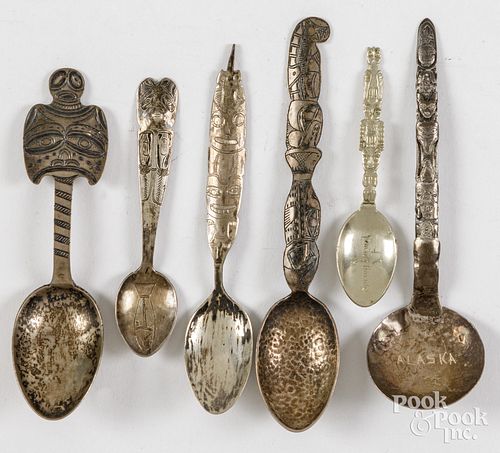 SIX NORTHWEST COAST SILVER INDIAN