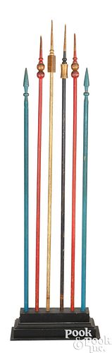 SIX ODDFELLOWS PAINTED STAFFS,
