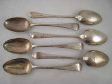 Six Old English pattern silver
