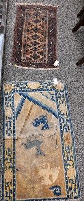 SIX ORIENTAL MATTS, ALL WORN,