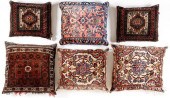 SIX ORIENTAL RUG/BAGFACE PILLO