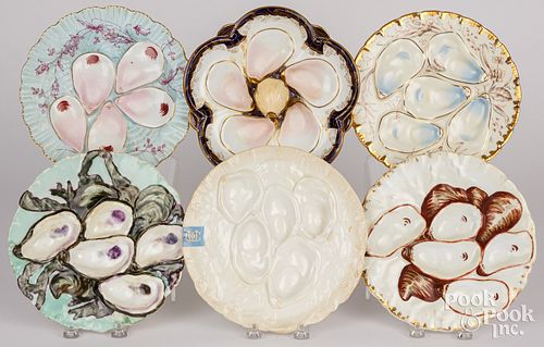SIX OYSTER PLATESSix oyster plates,