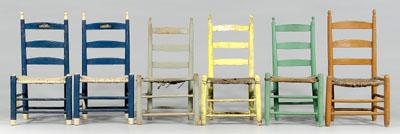 Six paint-decorated Georgia chairs: