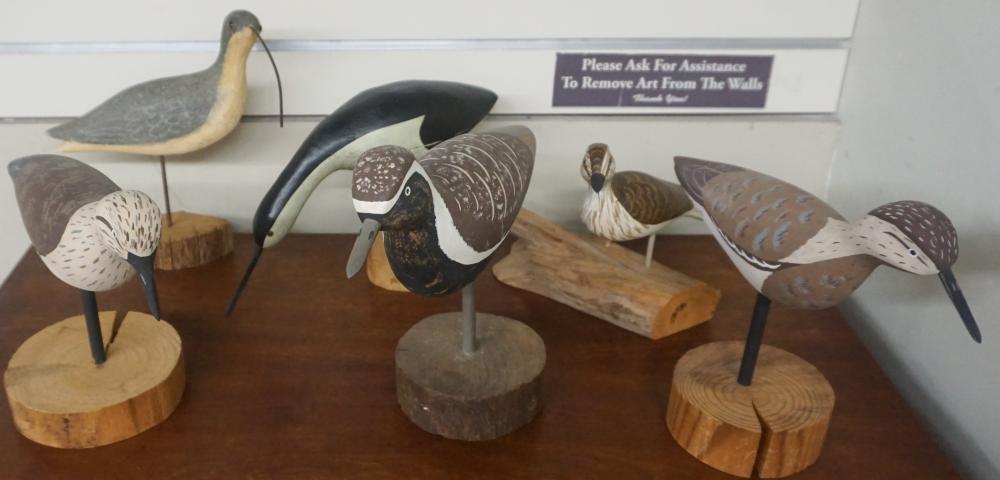 SIX PAINTED CARVED WOOD SHORE
