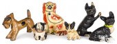SIX PAINTED CAST IRON DOG DOOR