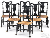SIX PAINTED QUEEN ANNE CHAIRS<