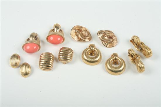 SIX PAIR GOLD-TONE EARRINGS