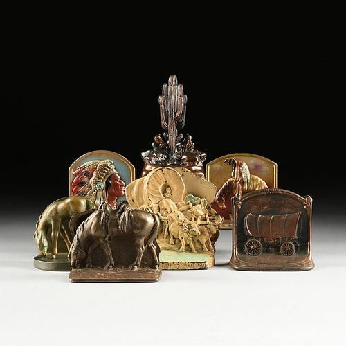 SIX PAIRS OF BOOKENDS AND A