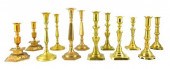 SIX PAIRS OF BRASS CANDLESTICK