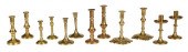SIX PAIRS OF BRASS TAPER STICK