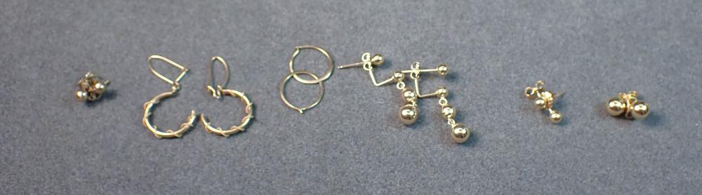 SIX PAIRS OF FOURTEEN KARAT GOLD