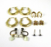 SIX PAIRS OF GOLD EARRINGS, IN