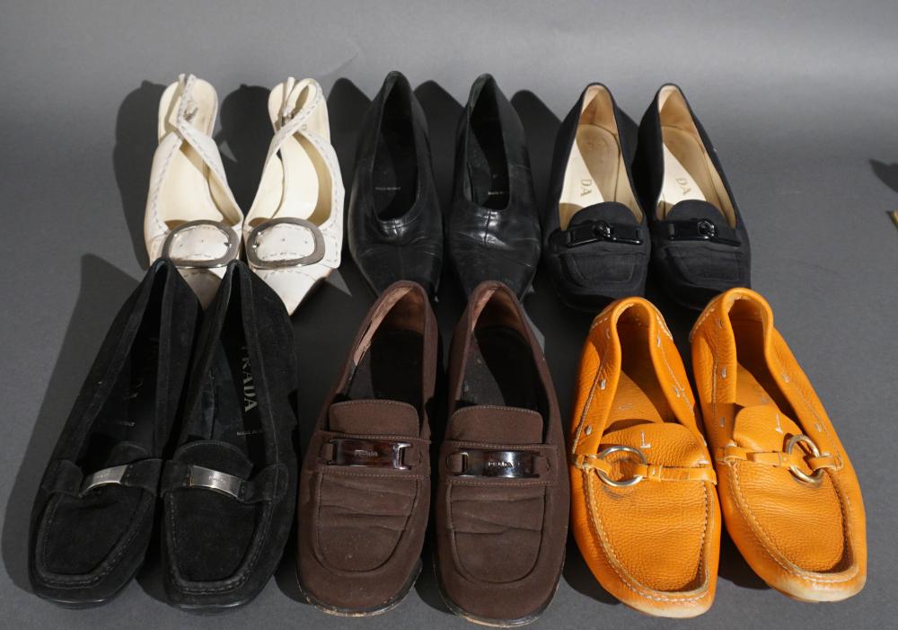 SIX PAIRS OF PRADA SHOES (SIZES 36,