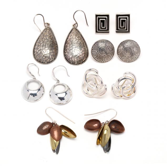 SIX PAIRS OF STERLING SILVER