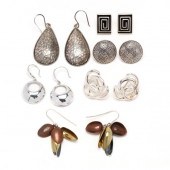 SIX PAIRS OF STERLING SILVER E