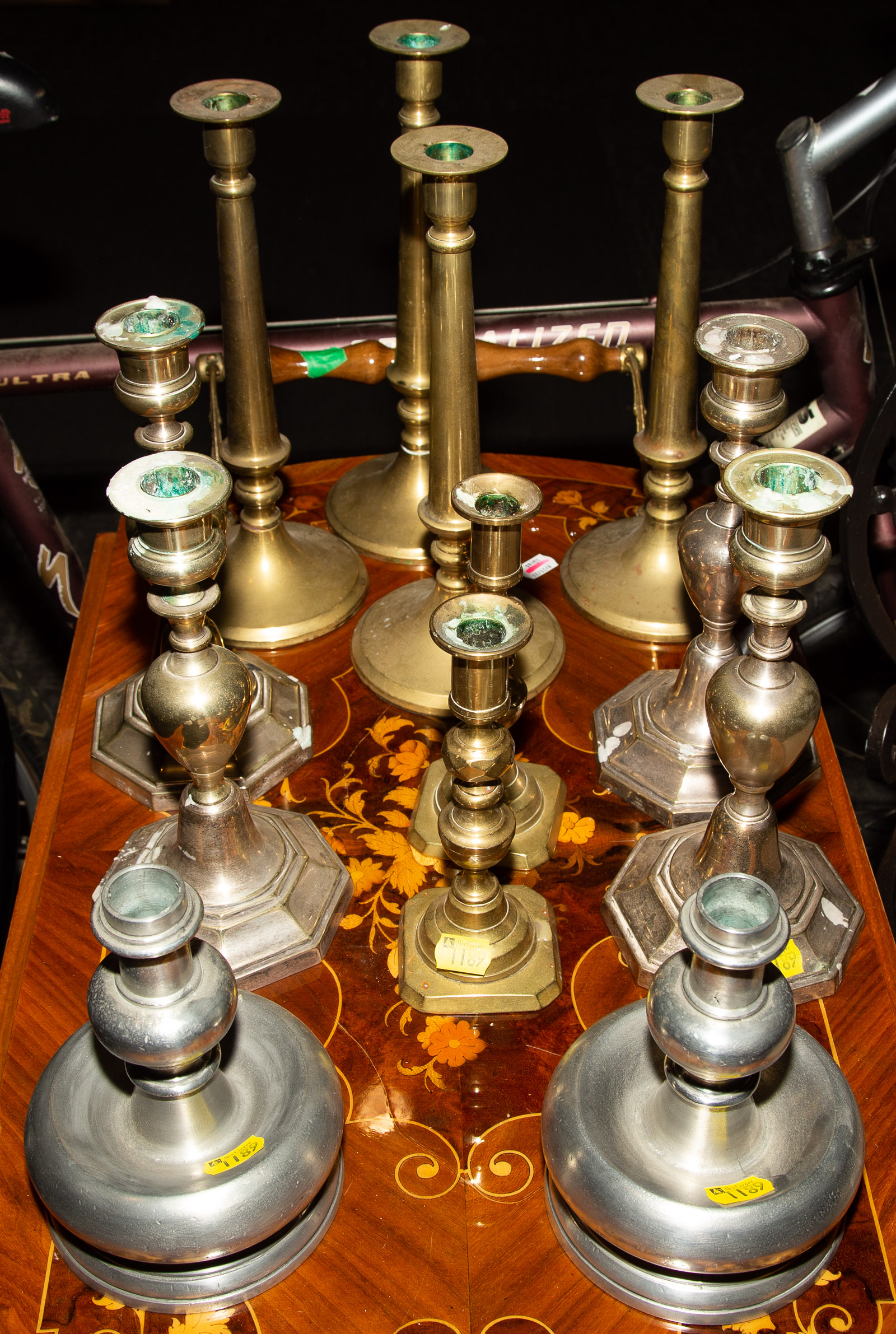 SIX PAIRS OF VARIOUS CANDLESTICKS 7