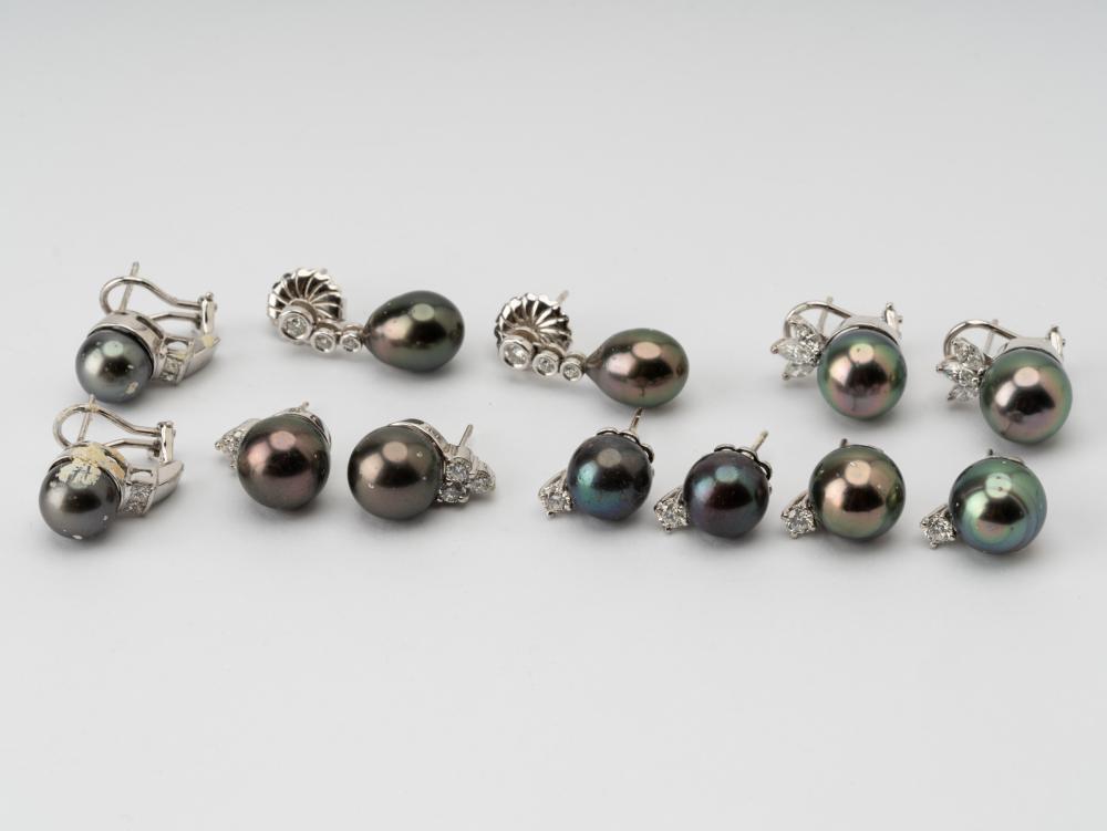 SIX PAIRS OF WHITE GOLD, DIAMOND, &