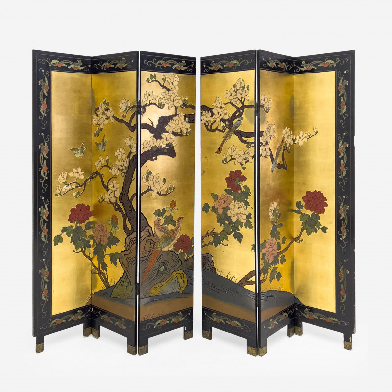 SIX PANEL ASIAN SCREENpanel (each):