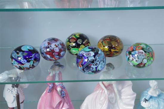 SIX PAPERWEIGHTS. All with
