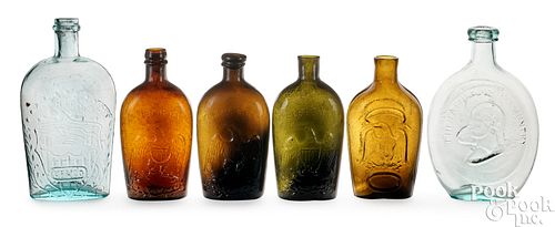 SIX PATTERN MOLDED BLOWN GLASS
