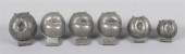 SIX PEACH PEWTER MOLDS, PROBAB