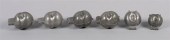 SIX PEACH PEWTER MOLDS, PROBAB