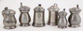 SIX PEWTER ITEMS, 19TH C.Six p