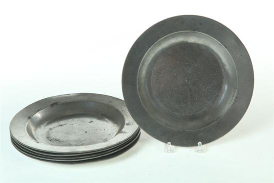 SIX PEWTER PLATES.  European 