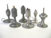 Six pewter sparking lamps    j