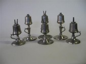 Six pewter whale oil  lamps