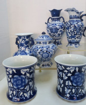 SIX PIECE BLUE AND WHITE LOT;