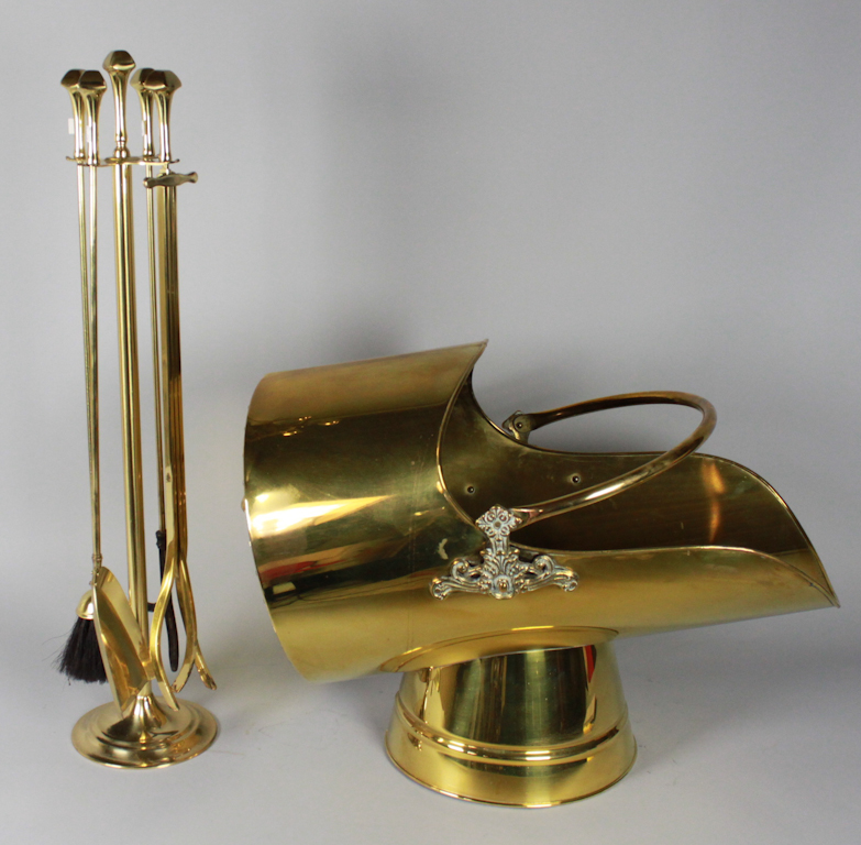 SIX PIECE BRASS FIRE TOOL SET