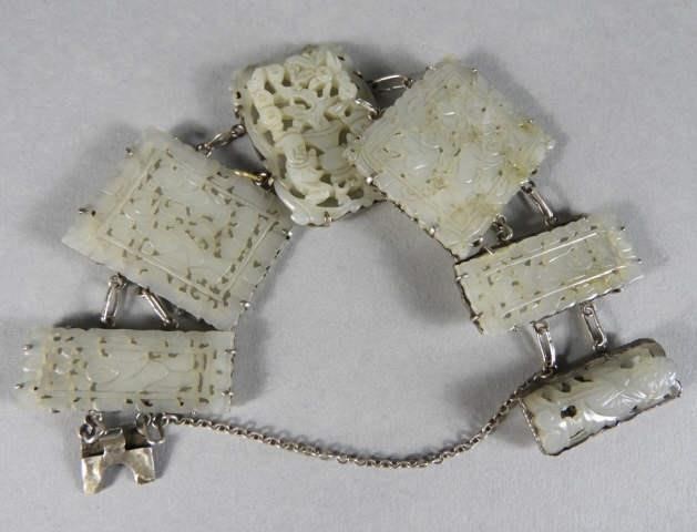 SIX-PIECE CHINESE JADE - SILVER