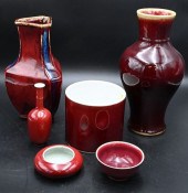 SIX PIECE CHINESE OXBLOOD PORC
