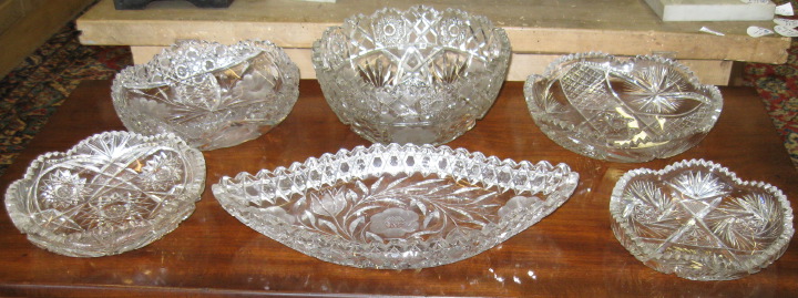 Six-Piece Collection of Cut Glass,