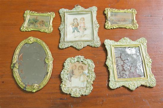 SIX PIECE DOLL HOUSE ACCESSORIES.