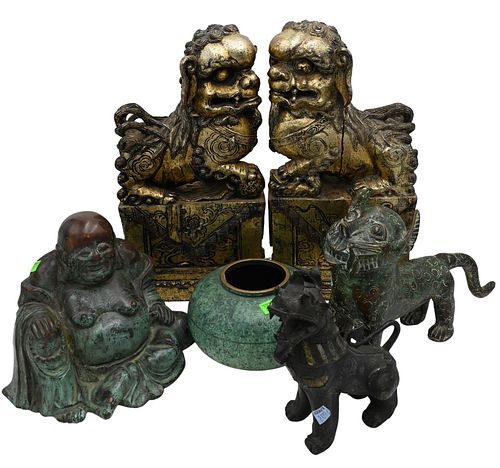 SIX PIECE FOO DOG GROUPSix Piece
