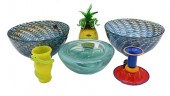SIX PIECE GROUP OF ART GLASS,