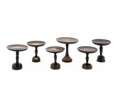 SIX PIECE GROUP OF BLACK AND G
