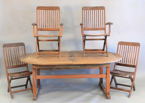 SIX PIECE OUTDOOR TEAK PATIO SET TO