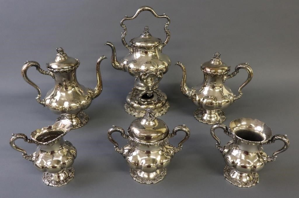 Six piece silver plate tea service,