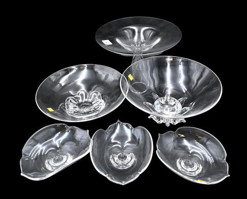 SIX PIECE STEUBEN CRYSTAL
