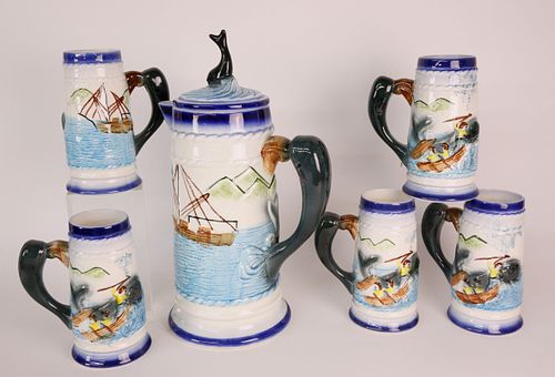 SIX PIECE VINTAGE CERAMIC