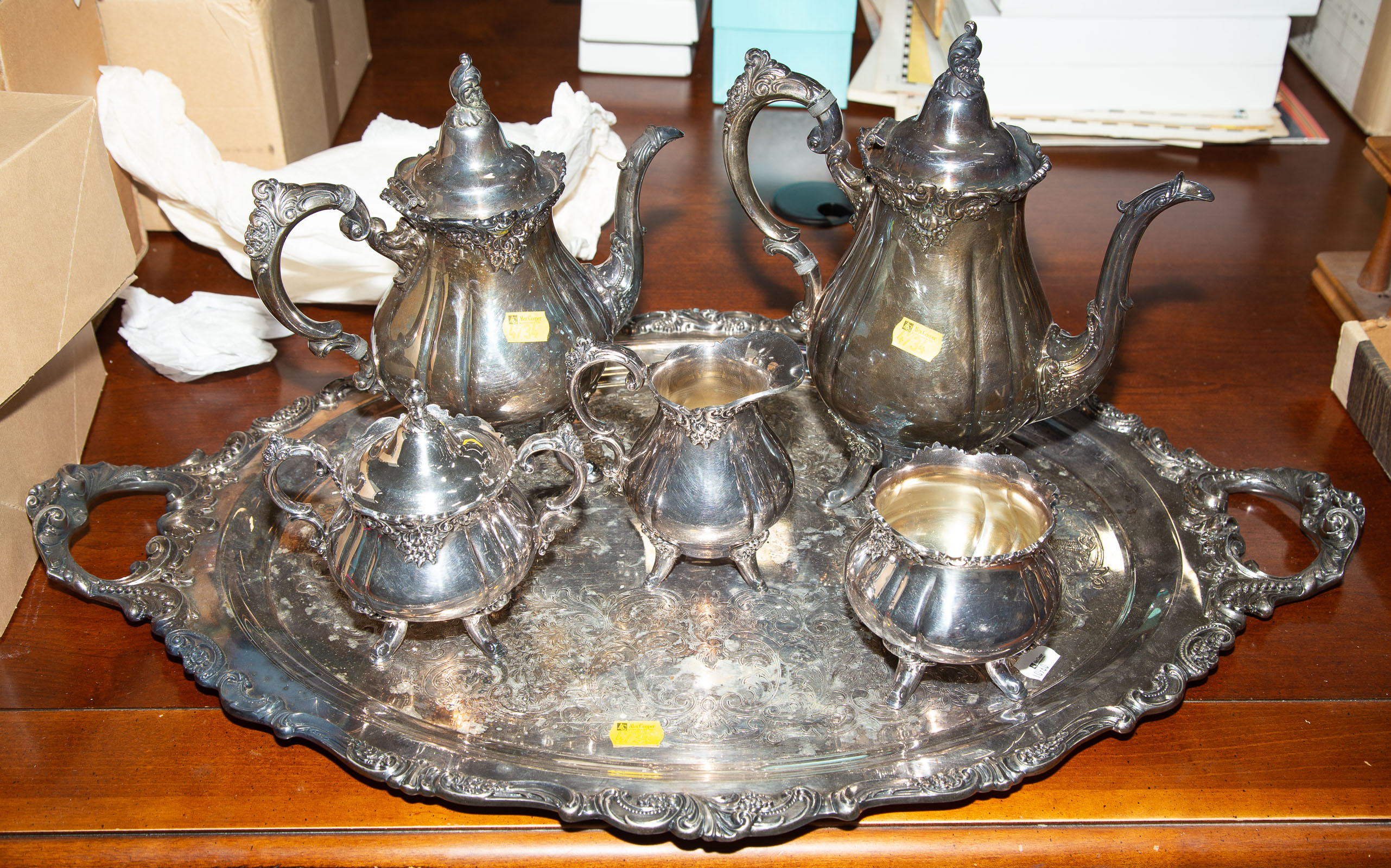 SIX PIECE WALLACE SILVER PLATED TEA