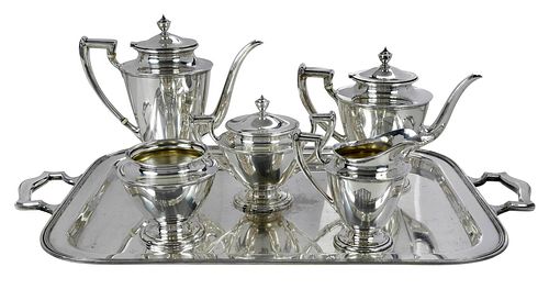 SIX PIECE WHITING STERLING TEA