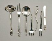 Six pieces Danish silver flatw