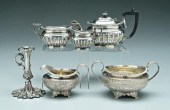 Six pieces English silver holl