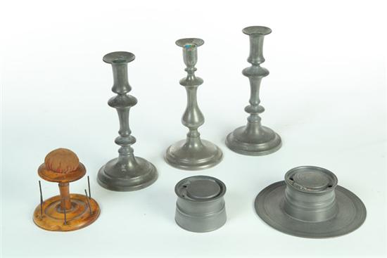 SIX PIECES.  Five pieces of pewter