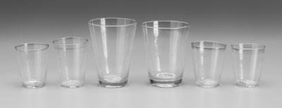 Six pieces hand blown clear