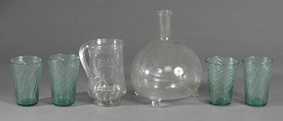 Six pieces hand-blown glass: mug